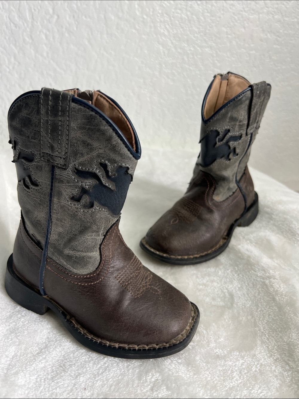 Roper Kids Brown & Gray Western Cowboy Boots size 5
